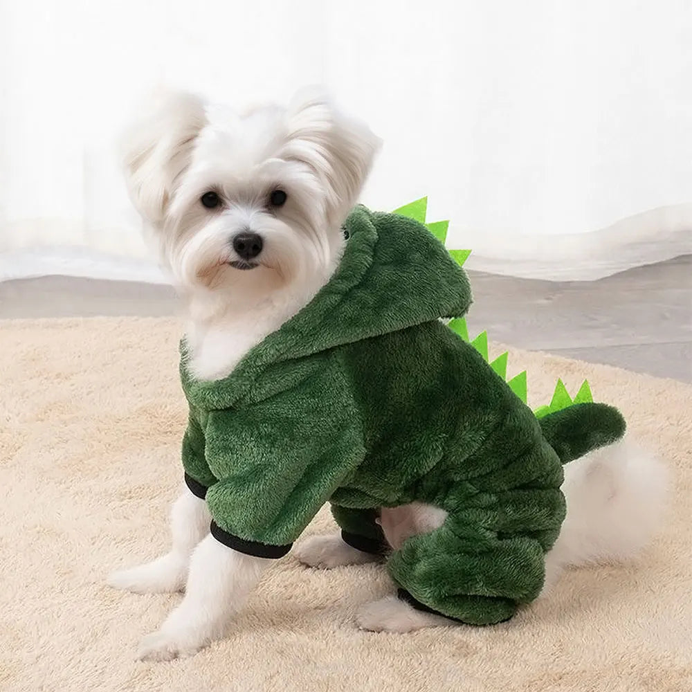 Autumn and Winter Dinosaur Clothing Cotton Pet Pullover, Animal Theme Puppy and Kitten Clothing, Cute and Soft Pet Clothing Suitable for Small Cats and Dogs