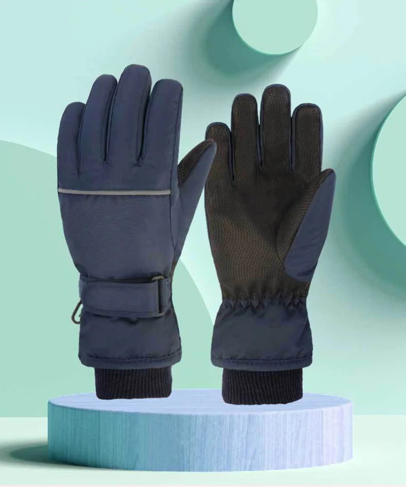 Waterproof Ski Gloves for Adult Kids Thick Children Snowboard Gloves Outdoor Fleece Lining Family Winter Gloves for Boys Girls