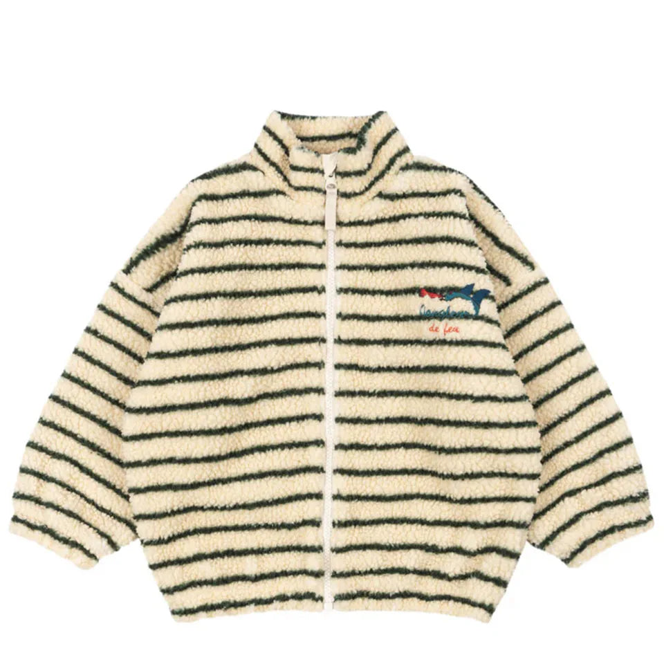 2025 KS Brand Winter Baby Girls Boys Lambswool Cherry Jackets Kids Clothes Boys Sequin Cartoon Outerwear Children's Coats 1-9Yrs