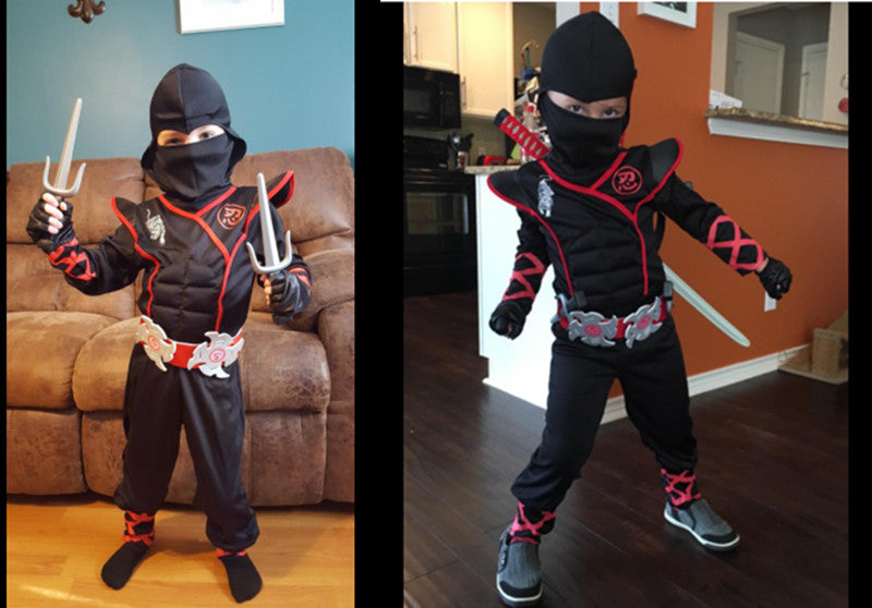 Ninja Costume Boy Halloween Kids Costume Boy Ninja Muscle Costume with Ninja Foam Accessories Best Children Gift