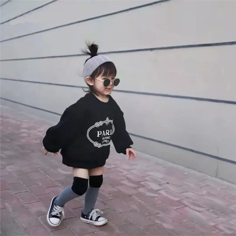 Fashion Baby Girl Boy Sweatshirt Infant Toddler Child Hoodie Fleece Casual Letter Print Top Outfit Baby Clothes 1-10Y