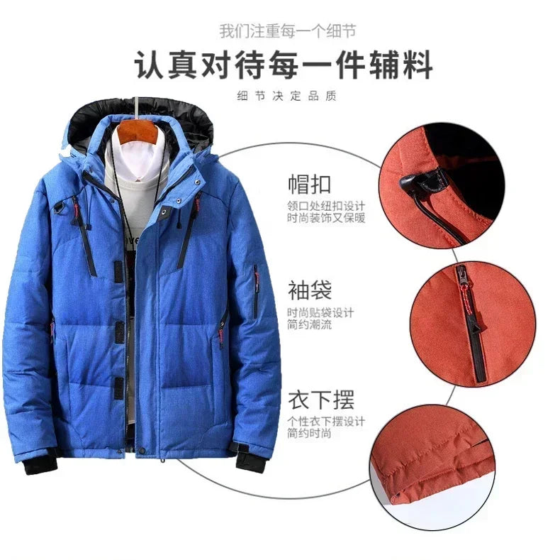 Men White Duck Down Parkas -20 Degree Winter Jacket Men's Thick Warm Snow Parkas Overcoat Windbreaker Hooded Parkas Coat Hombre