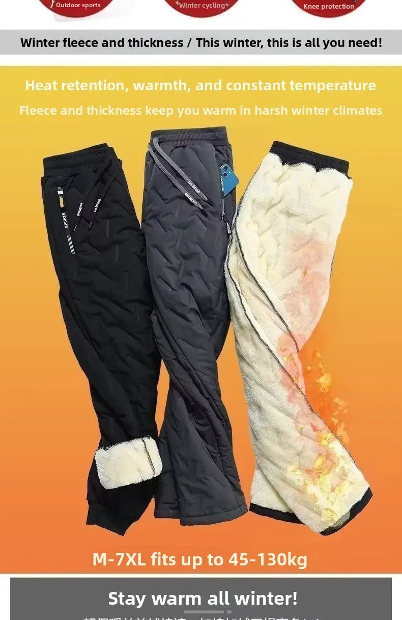 Lamb Velvet Winter Thiened Fce Lined Men's Snow Pants Outerwear Windproof Warm down Cotton Trousers Youth Faion