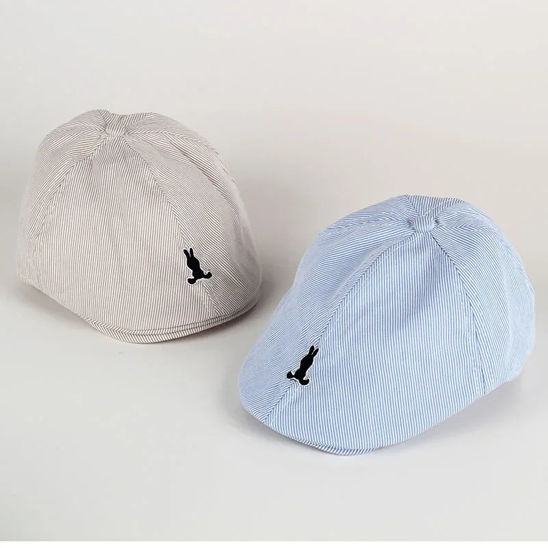 Hot Solid Color Children Berets Stripe Cotton Thin Fashion Simple Kids Hats & Caps Berretto Baby Caps for Boys Girls