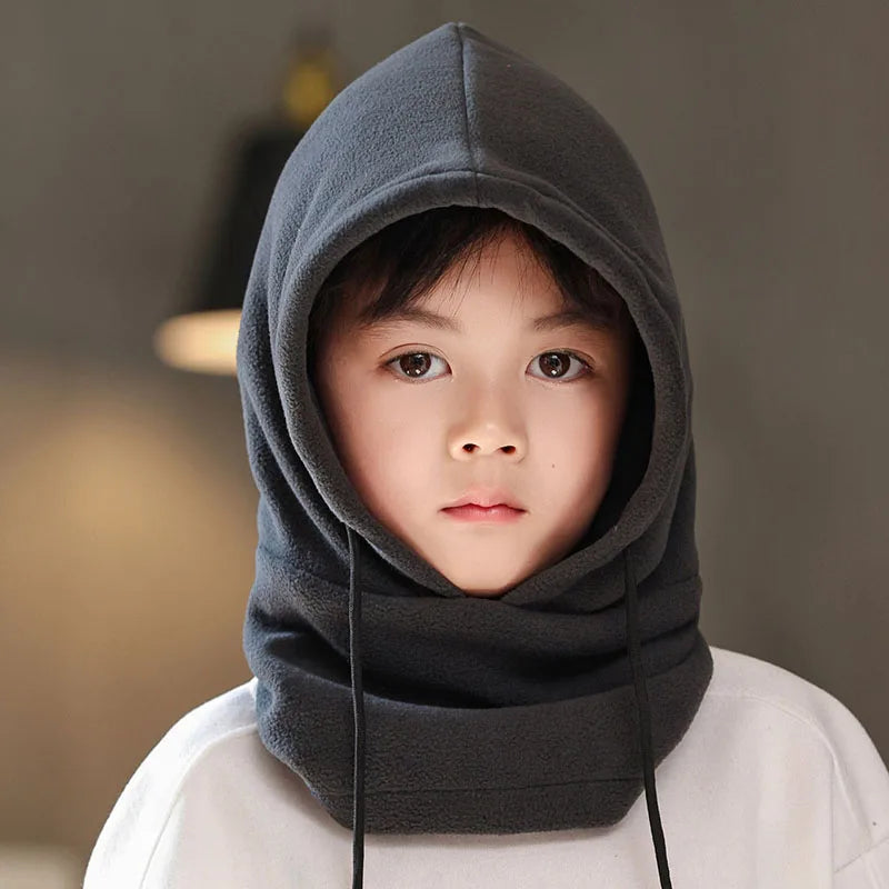 Lamb Fleece Children Headgear Cold Proof Kids Scarf Cap Thick Plush Winter Warm Bomber Hat 3-8year Baby Cycling Face Mask Beanie