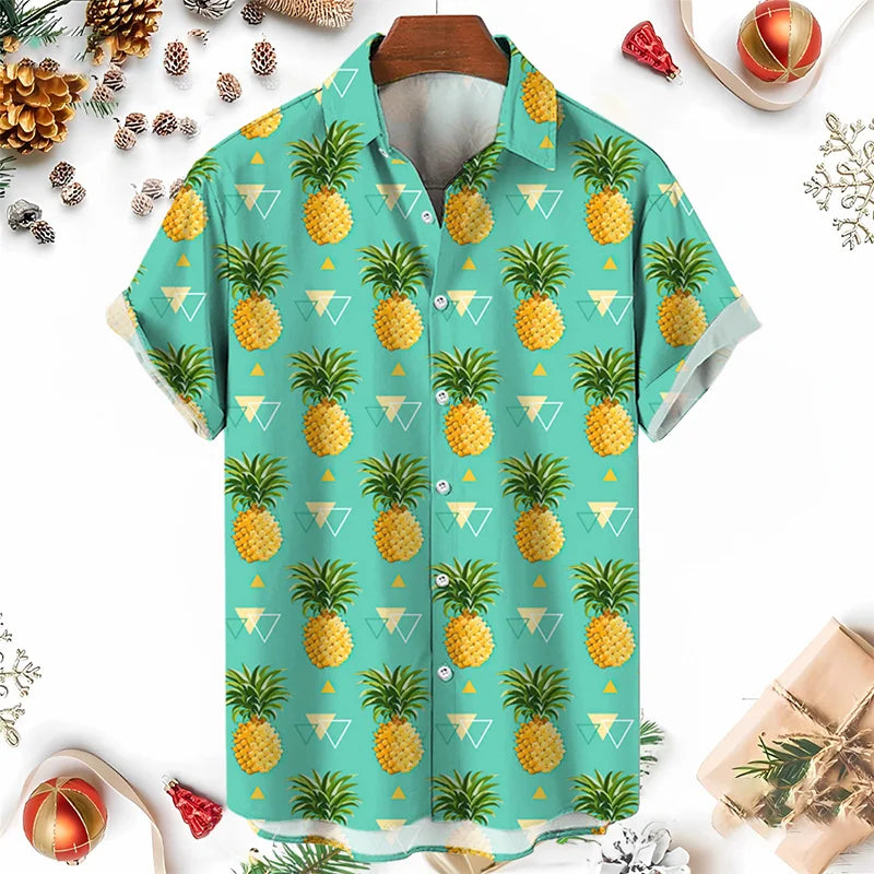 Men's Shirts 3D Fruit Pineapple Printed Shirts For Women New Summer Funny Streetwear Short Shirts Y2k  Mens Hawaiian Clothing