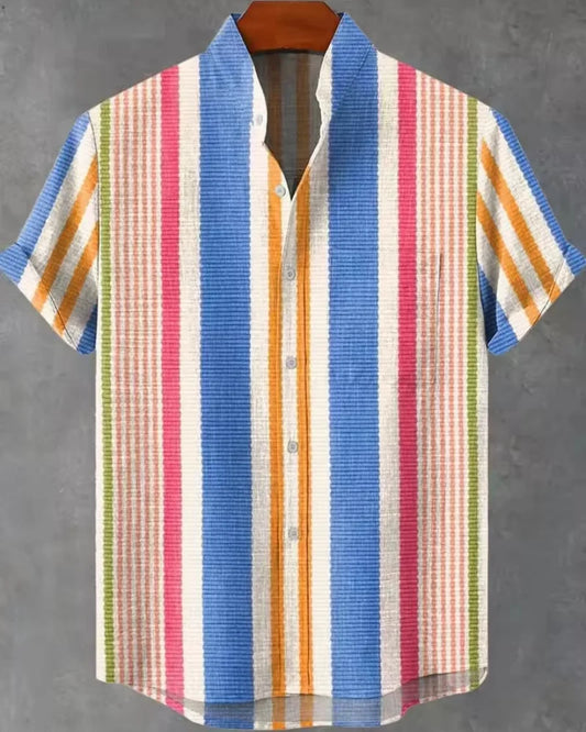Sycpman Retro Hiphop Print Short Sleeve Shirt Men Fashion Brand Personalized Loose Casual Coat for Summer