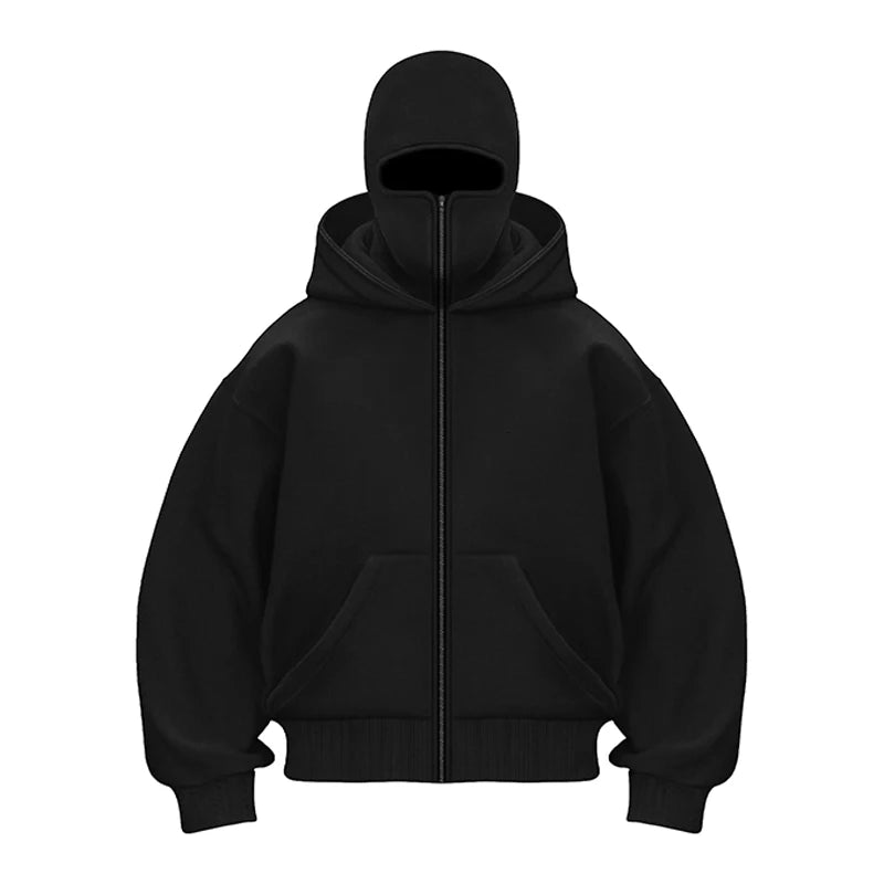 Plain Design Hooded Zip Up Sweatshirt for Men Women Autumn Winter Ins Style Couple Matching