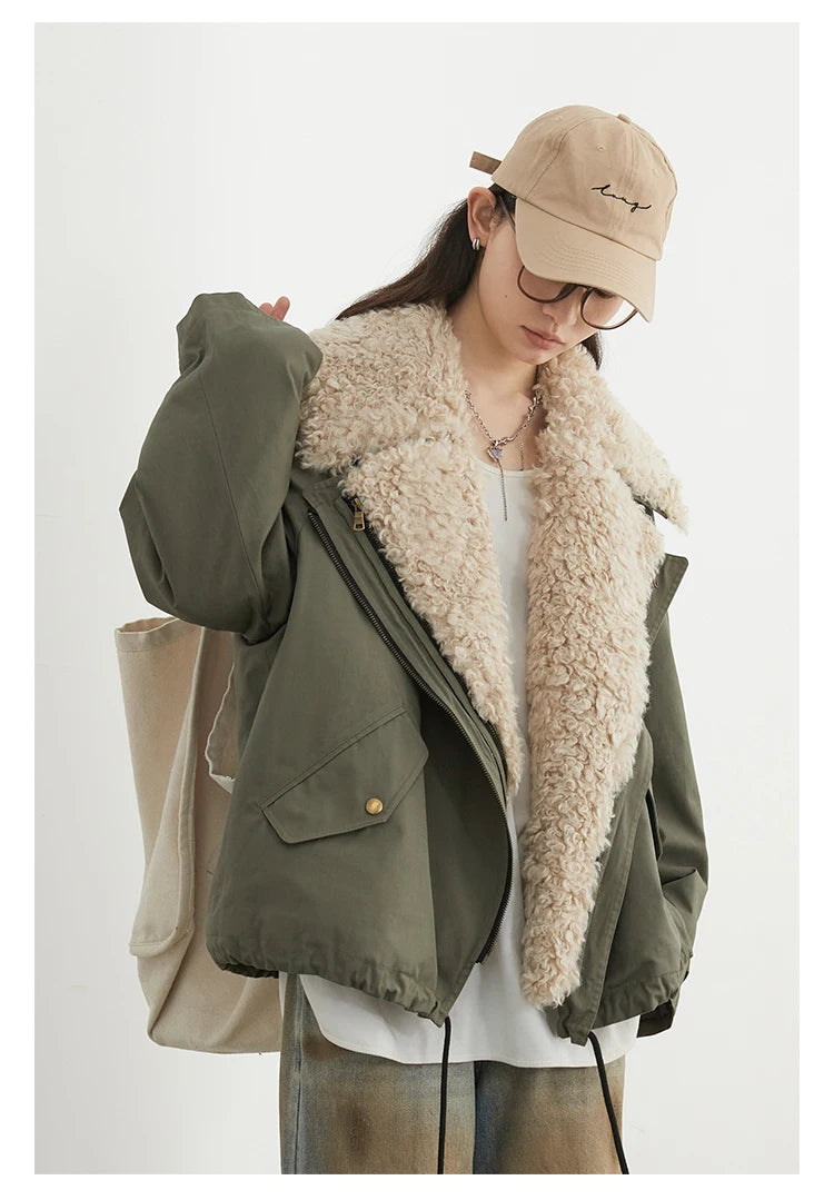 CHIC VEN Women Coats Streetwear Loose Casual New Retro Motorcycle Cotton Jacket Thick Warm Female Overcoat Autumn Winter 2024