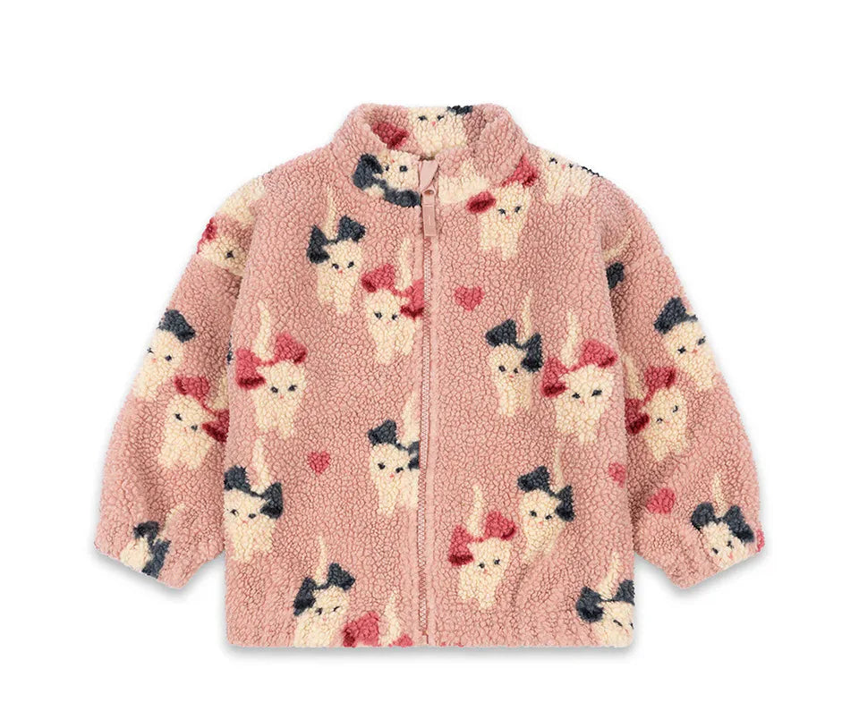 2025 KS Brand Winter Baby Girls Lambswool Jackets Kids Clothes Girls Cartoon Kitten Swan Beetle Outerwear Boys Striped Coat 1-9Y