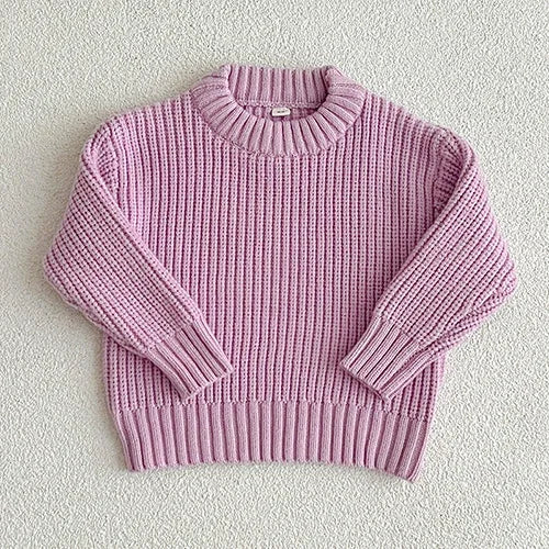 2025 New Spring Baby Girls Sweater Long Sleeved Solid Color Newborn Baby Girls Boys Knitted Pullover Tops 0-6Yrs Kids Sweater