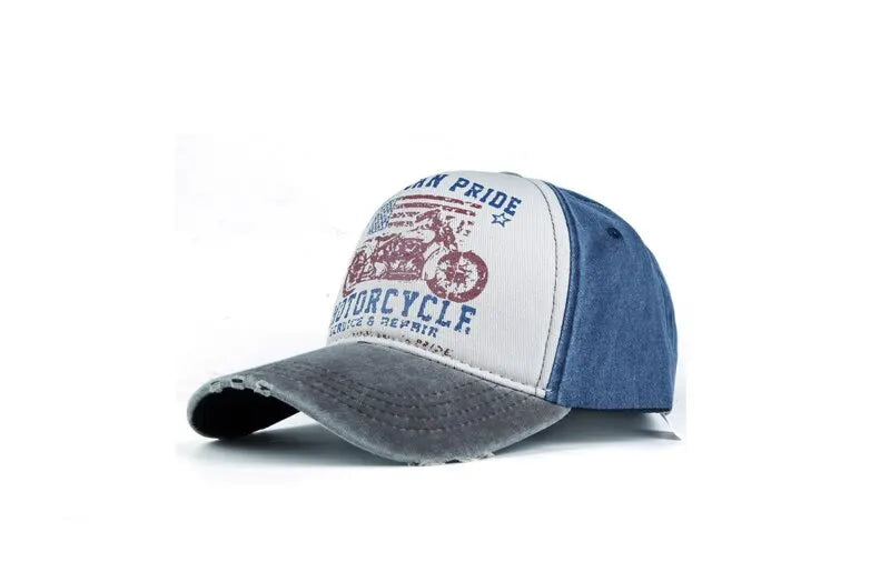 Fashion Trend Printing Motorcycle Truck Caps Washed Cotton Baseball Cap Mens Sun Hat Hip Hop Caps Cool Outdoor Hats