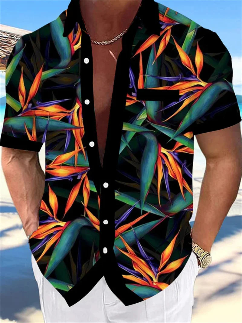 Men's Hawaiian shirt 3D skull print men's shirt summer street shirt short sleeved loose top