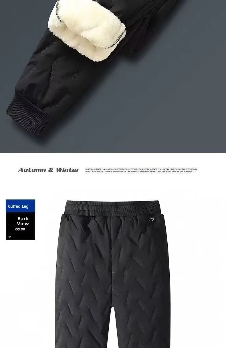 Lamb Velvet Winter Thiened Fce Lined Men's Snow Pants Outerwear Windproof Warm down Cotton Trousers Youth Faion