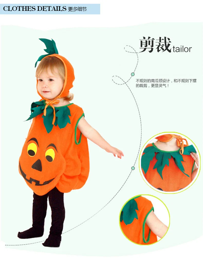Kids Pumpkin Romper with Hat Shoes Toddler One-Piece Boys Girls Party Baby 2024 Halloween  Costume Jumpsuit Cosplay Clothing Set