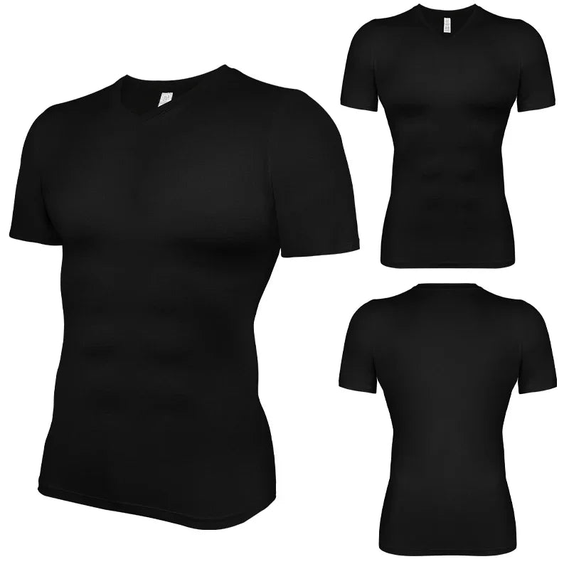 Compression Shirt Men Fitness Gym Body Shaper Sport Running Short Sleeve T-Shirt Rashgard Tops Tee Quick Dry Tops Male Shapewear