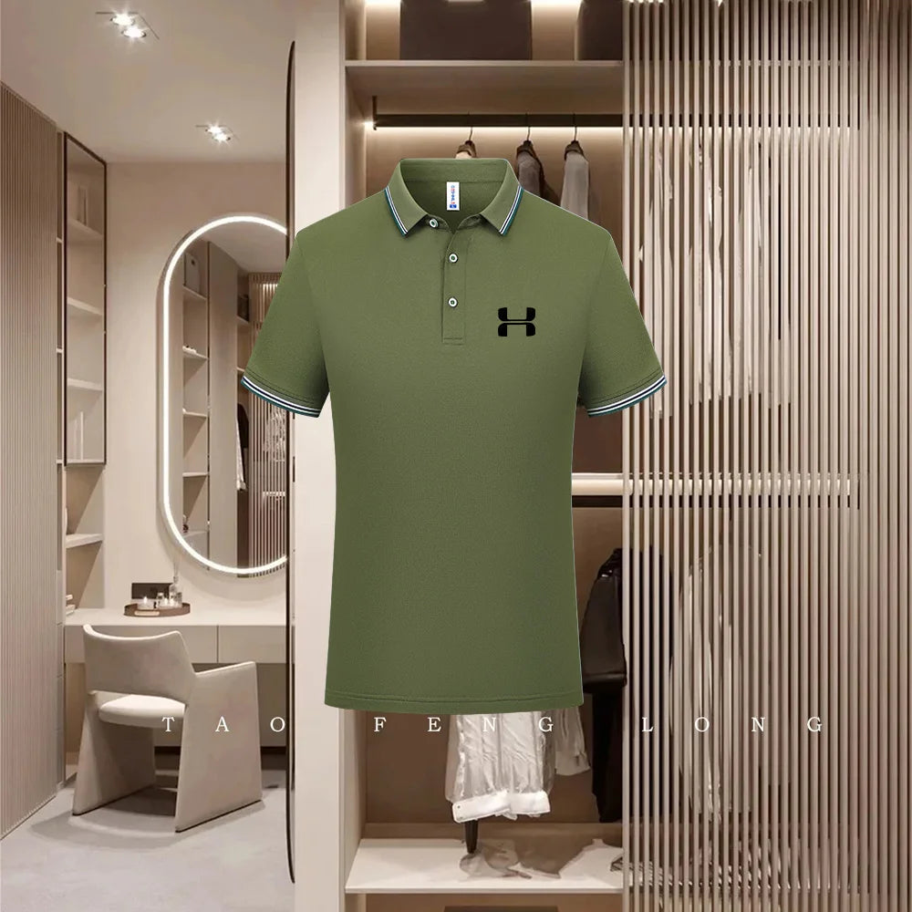 Golf Fashion Colorful Solid Color Collar Knitted Shirt Men's and Women's Casual 2026 Summer Short sleeved Top T-shirt