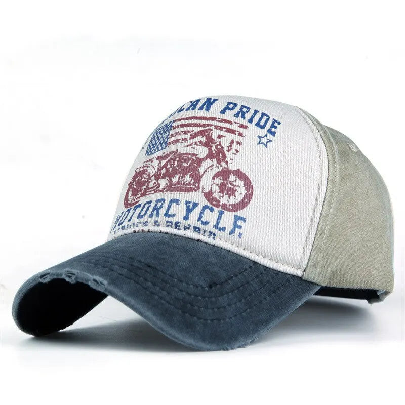 Fashion Trend Printing Motorcycle Truck Caps Washed Cotton Baseball Cap Mens Sun Hat Hip Hop Caps Cool Outdoor Hats