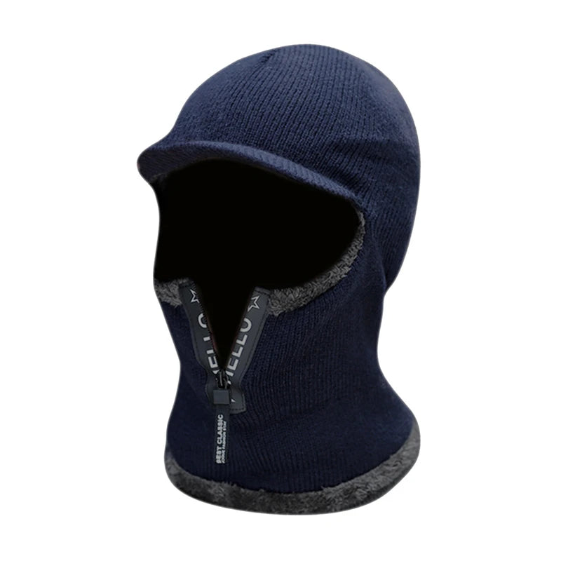 New Men Winter Warm Wool Hat Outdoor Ear Protection Hats Warm Thick Bicycle Knitted Capd Scarf Windproof Visors Cap