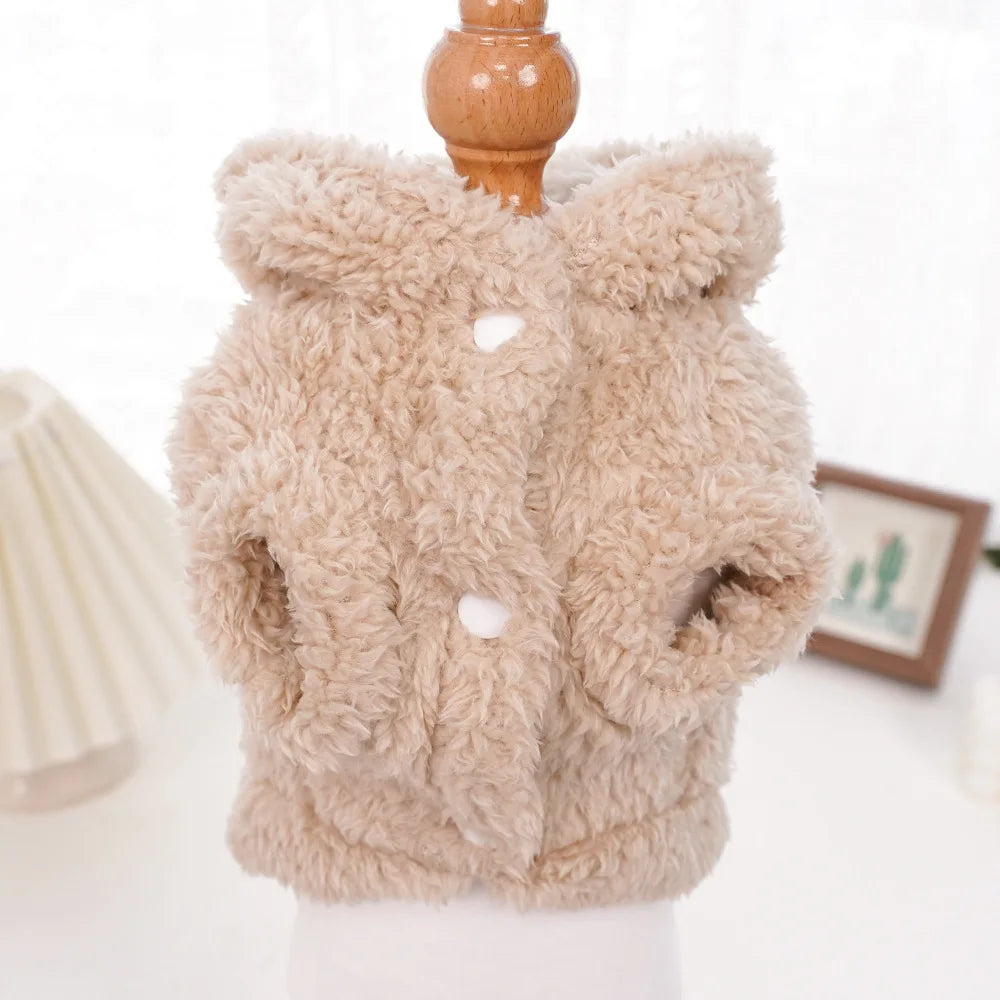 Pet Dog Soft Fleece Clothes Cute Hoodie Coat for Small Medium Dogs Cats Autumn Winter Puppy Hooded Jacket Sweater Pug Apparel