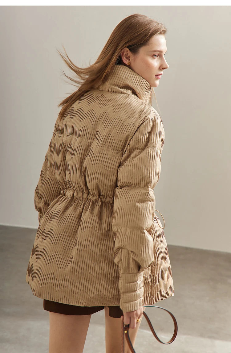 AMII Minimalist Duck Down Puffer Coat Women Winter 2025 Lightweight Stand Collar Lapel Warm Outerwear New Jackets 12344052