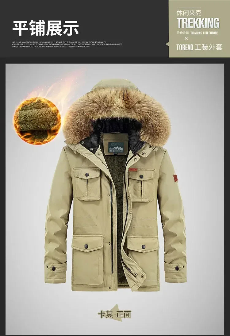 plus size 8XL Men hooded Fashion Mens Parkas Thicken Male Thick Warm Coat Parkas Hooded Winter Windproof Man Jacket Parka mens
