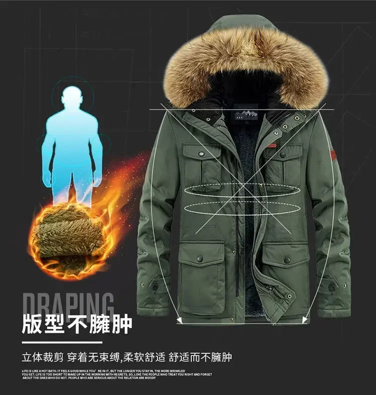 plus size 8XL Men hooded Fashion Mens Parkas Thicken Male Thick Warm Coat Parkas Hooded Winter Windproof Man Jacket Parka mens