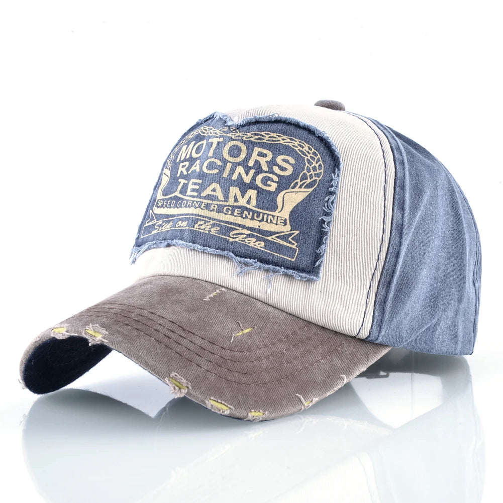 Vintage Washed Cotton Baseball Cap For Men And Women Fashion Snapback Baseball Hat With Letter Patch Unisex Hip Hop Cap