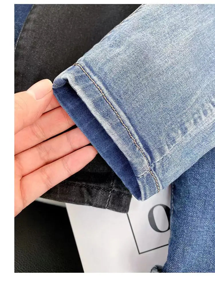 Kids Boys Jeans 2023 Spring And Autumn New Fashionable Elastic Children's Clothing Boys Loose Thin Denim Long Pants