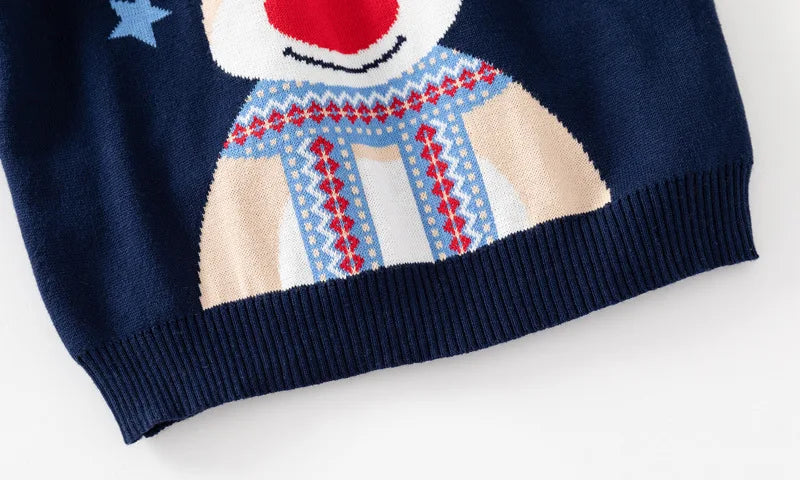 New Year Kid Sweater Long Sleeve Cartoon Print Deer Casual Loose Pullover Knitwear Baby Girl Boy Sweater Christmas Child Clothes