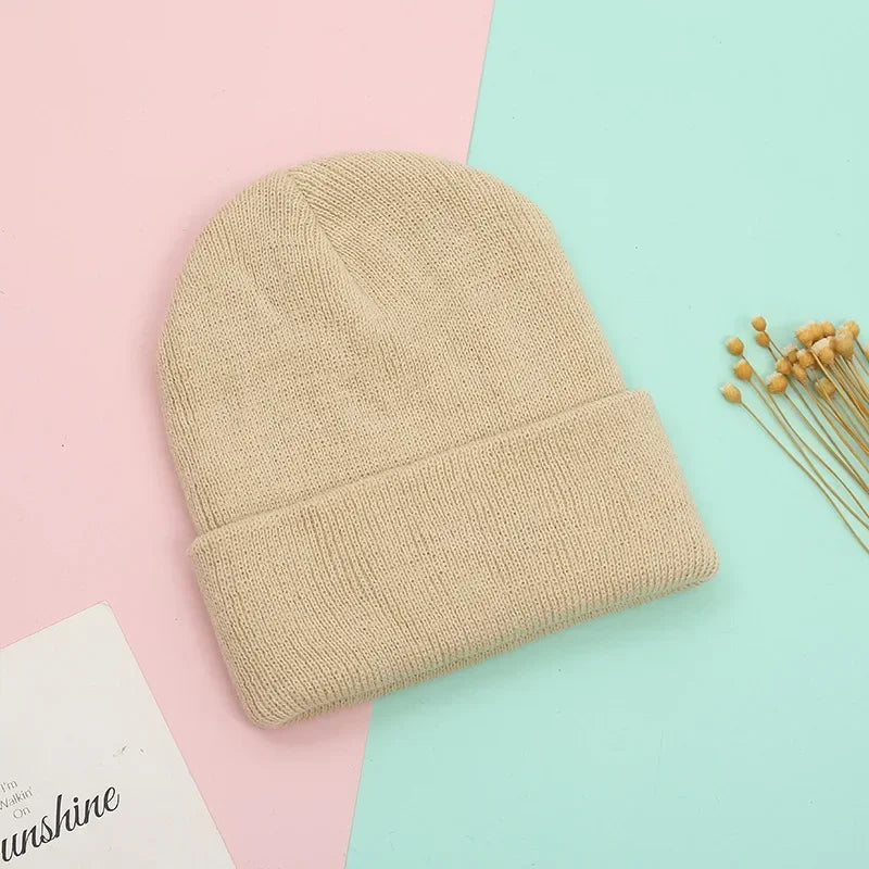 Dad Mother Kids Baby Hats for Girl Boy Newborn Beanie Infant Candy Color Winter Autumn Family Warm Knitted Parent Children Hat