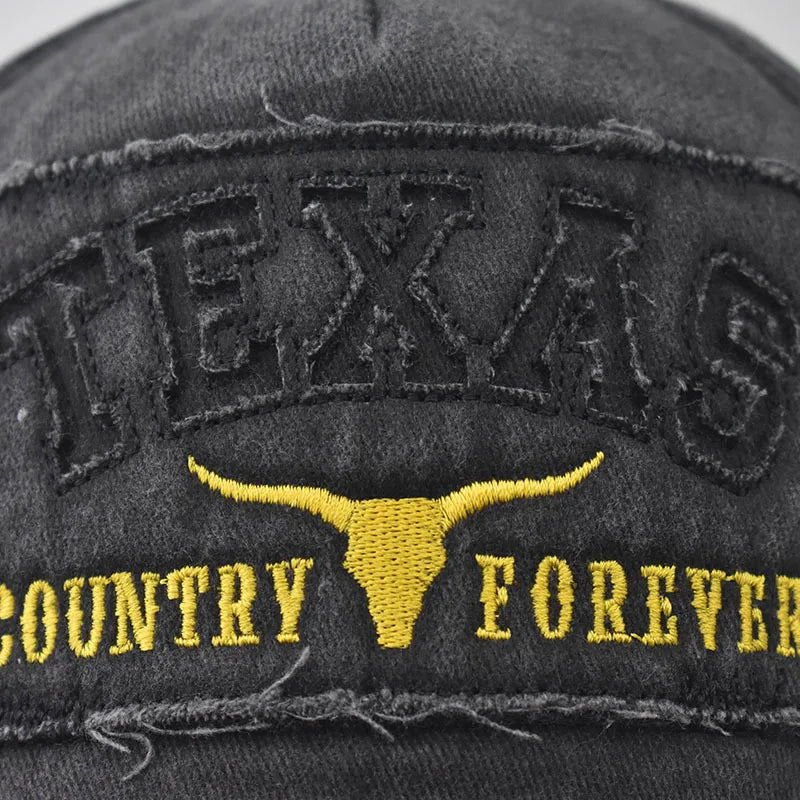 Baseball Cap Sun hat Retro-style Washed denim TEXAS Color matching Shut and run Spring Autumn baseball Hip Hop Fitted Cap