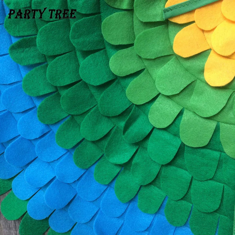 Kids Cosplay Costume Stage Performance Owl Peacock Wings Bird Felt Cape with Mask for Girls Boys Halloween Party Cloak