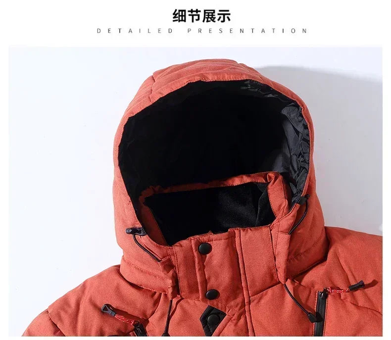 Men White Duck Down Parkas -20 Degree Winter Jacket Men's Thick Warm Snow Parkas Overcoat Windbreaker Hooded Parkas Coat Hombre