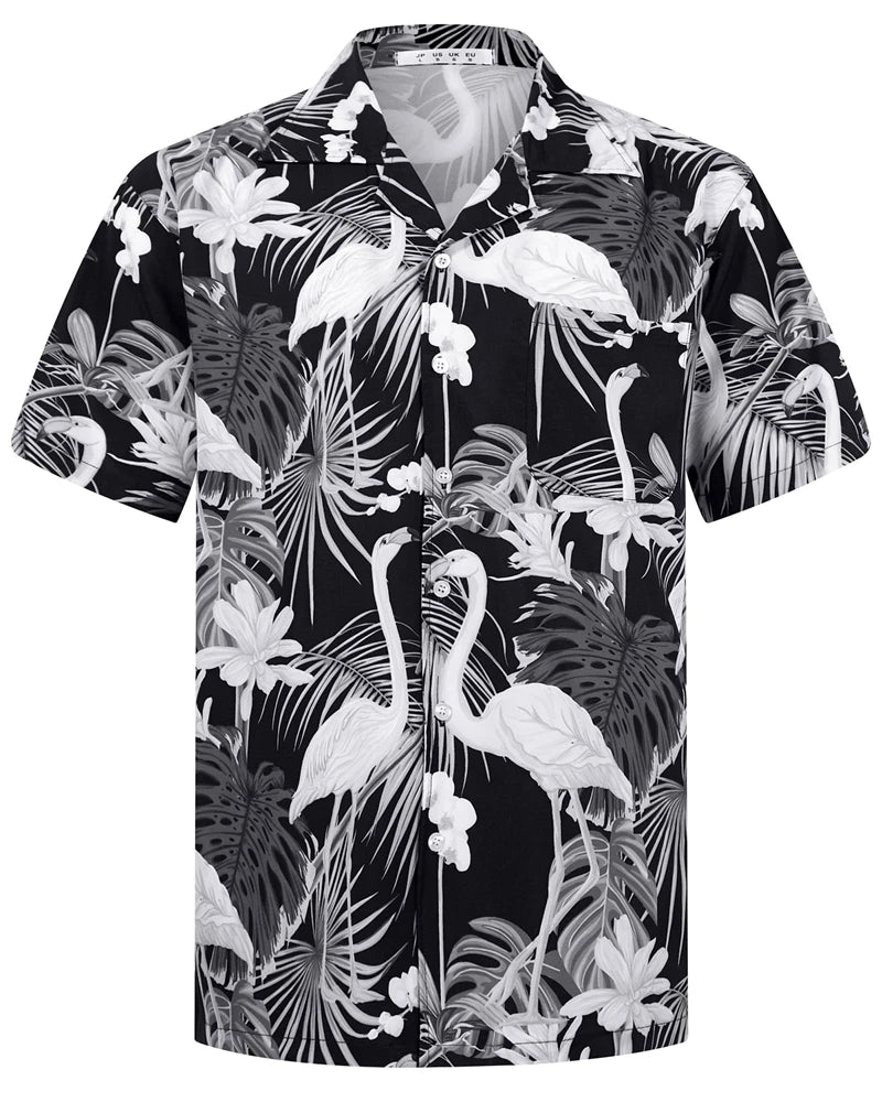 Summer Fashion Mens Hawaiian Shirts Short Sleeve Button Coconut Tree Printed Casual Beach Aloha Shirt Plus Size 6XL Hombre Ropa