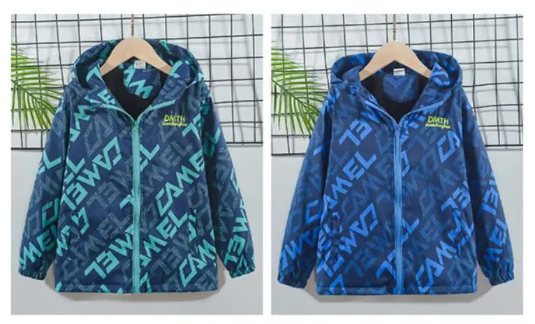 Boys Fashion Outdoor Jacket Thick Winter Waterproof Jackets For Kids Warm Clothes Autumn Boy's Windbreaker Hooded Coat