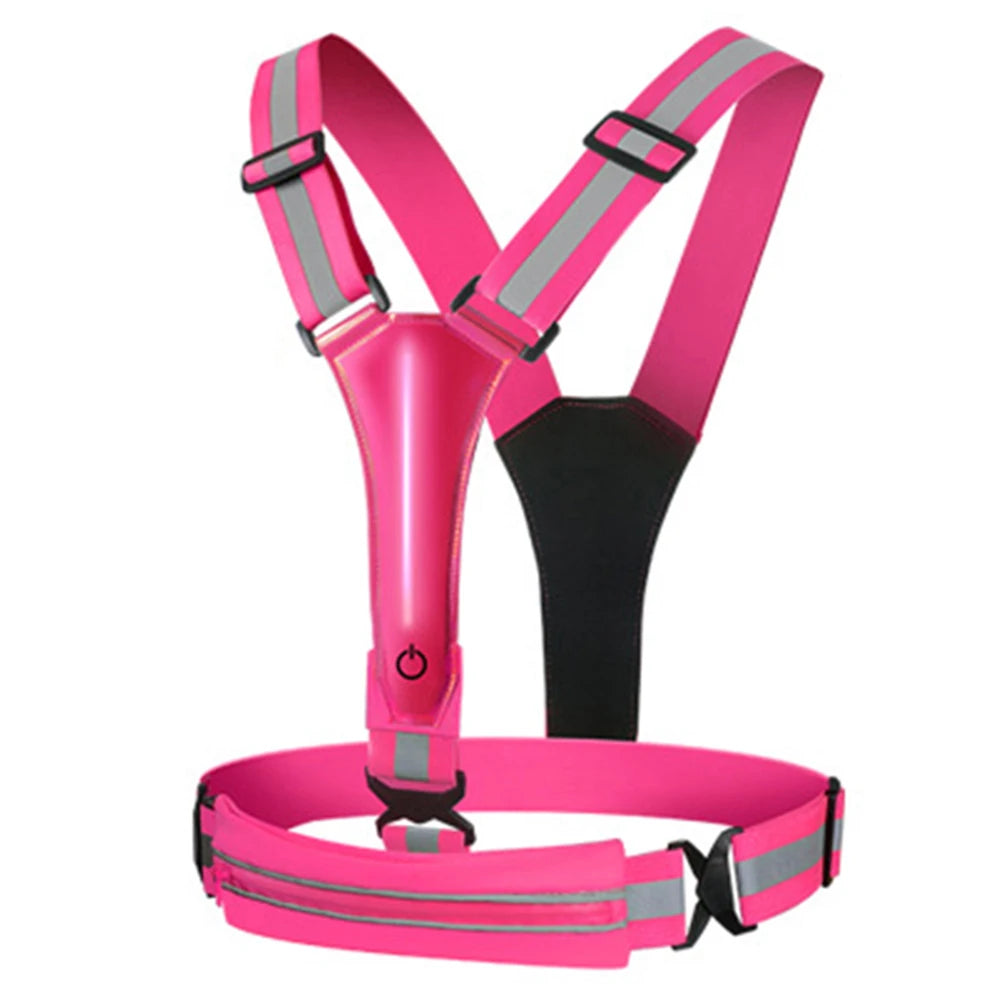 LED Reflective Vest Light Up Running Vest Adjustable Straps Cycling Safety Vest USB Rechargeable 3 Light Modes for Night Running