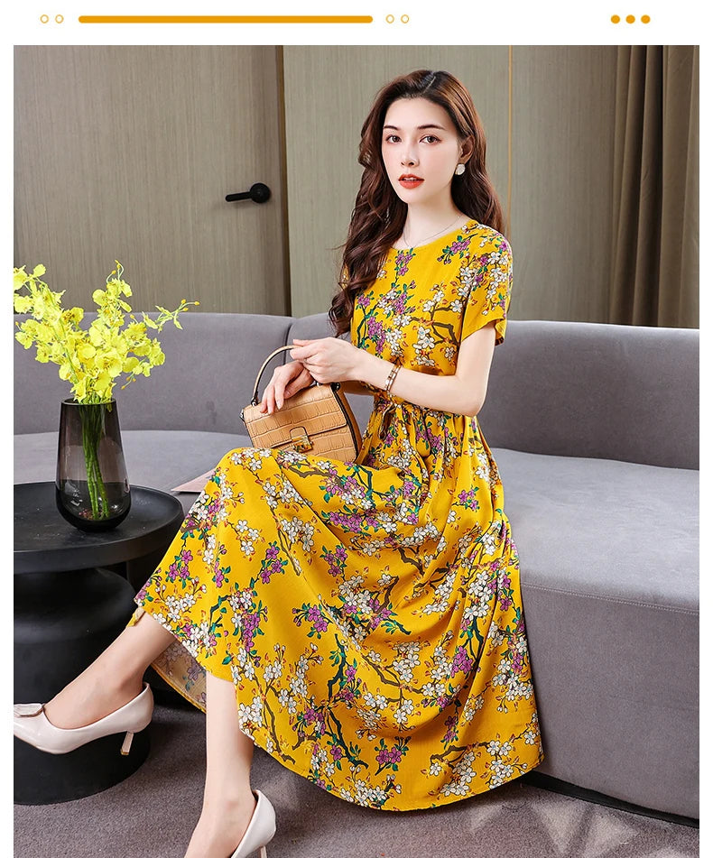 New Fashion Women Summer Dresses Hot Stylish O-Neck Print Floral Bohemian style Casual Loose sleeveless print Long Dress