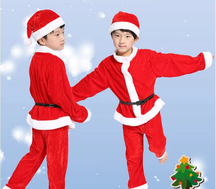 Christmas Baby Santa Claus Cosplay Costume Baby Boys Girls 3/4 Sleeve Clothes Toddler Kids Dress Children Clothing for 1-8 Years