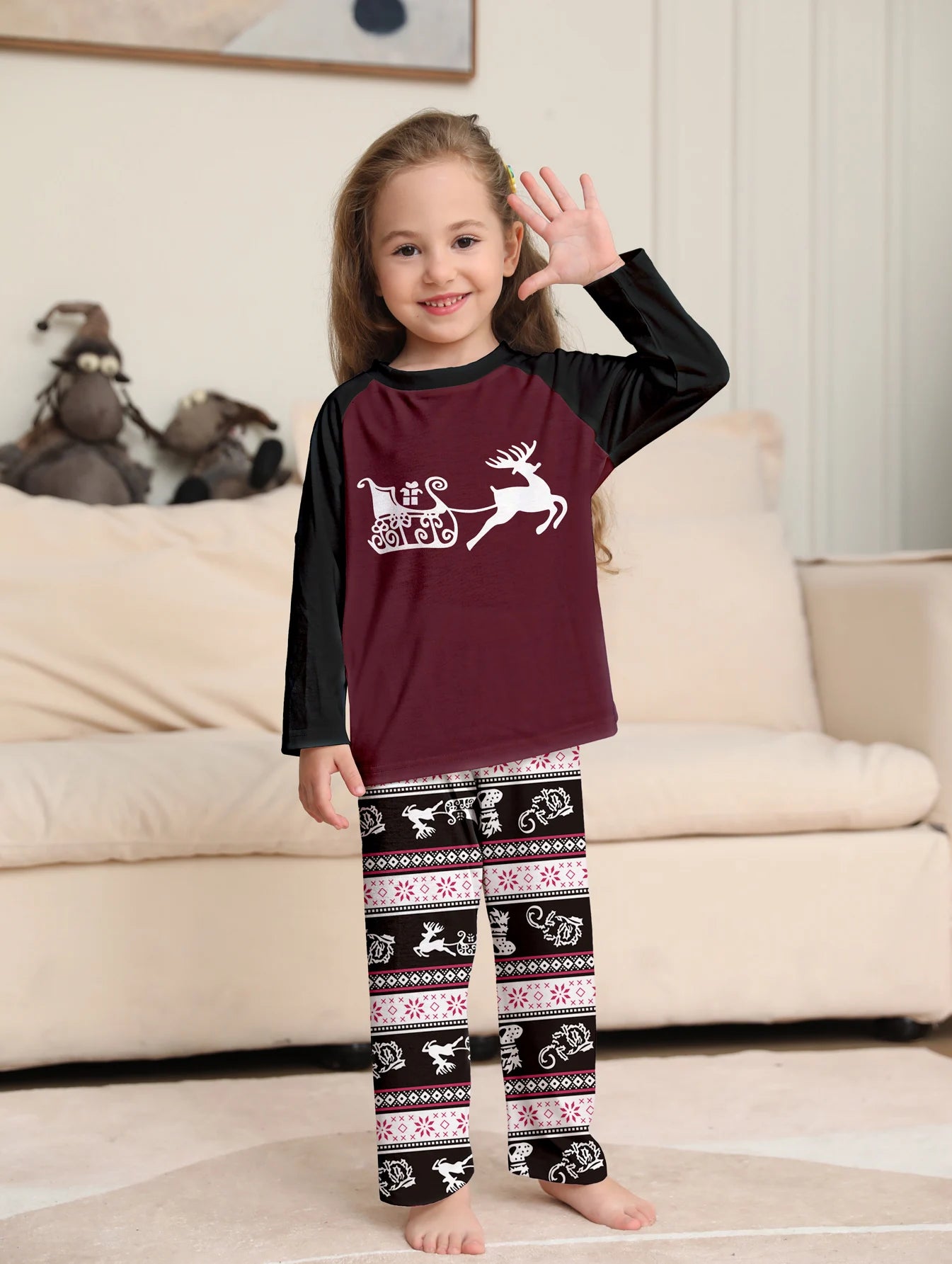 2024 Winter Couples Christmas Pajamas For Family Matching Outfits Mother Kids Clothes Christmas Deer Pajamas Family Clothing Set