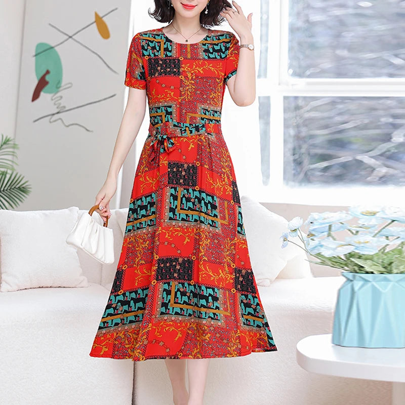 New Fashion Women Summer Dresses Hot Stylish O-Neck Print Floral Bohemian style Casual Loose sleeveless print Long Dress