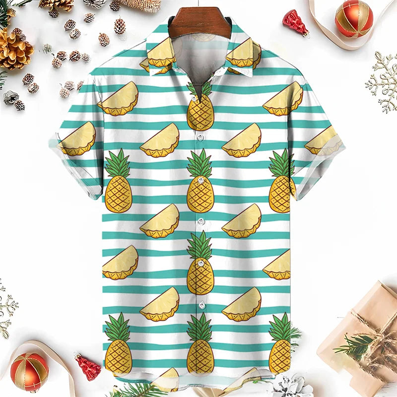 Men's Shirts 3D Fruit Pineapple Printed Shirts For Women New Summer Funny Streetwear Short Shirts Y2k  Mens Hawaiian Clothing