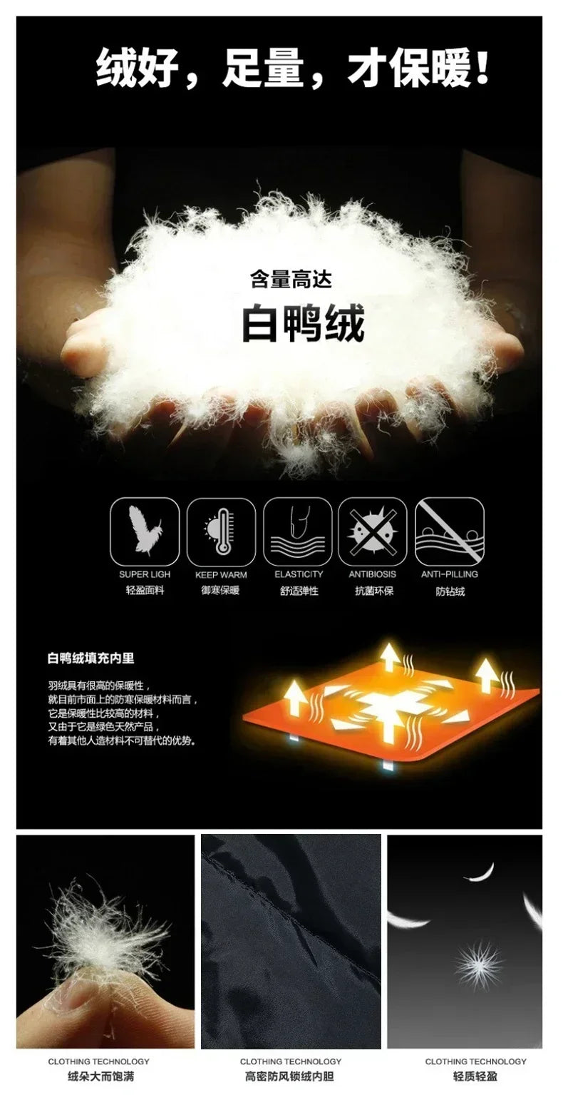 Men White Duck Down Parkas -20 Degree Winter Jacket Men's Thick Warm Snow Parkas Overcoat Windbreaker Hooded Parkas Coat Hombre