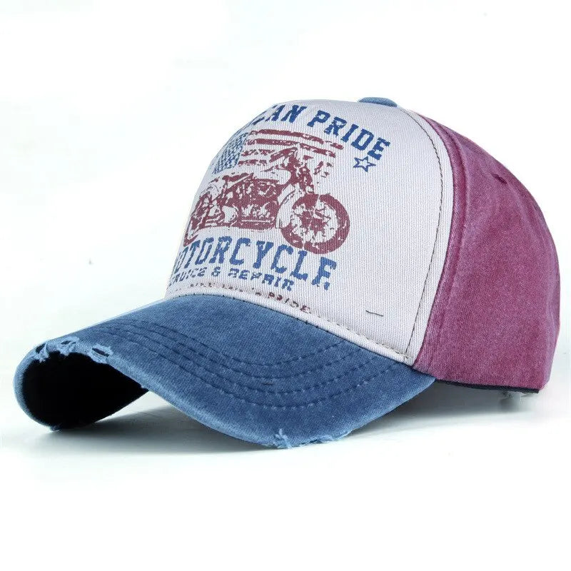 Fashion Trend Printing Motorcycle Truck Caps Washed Cotton Baseball Cap Mens Sun Hat Hip Hop Caps Cool Outdoor Hats