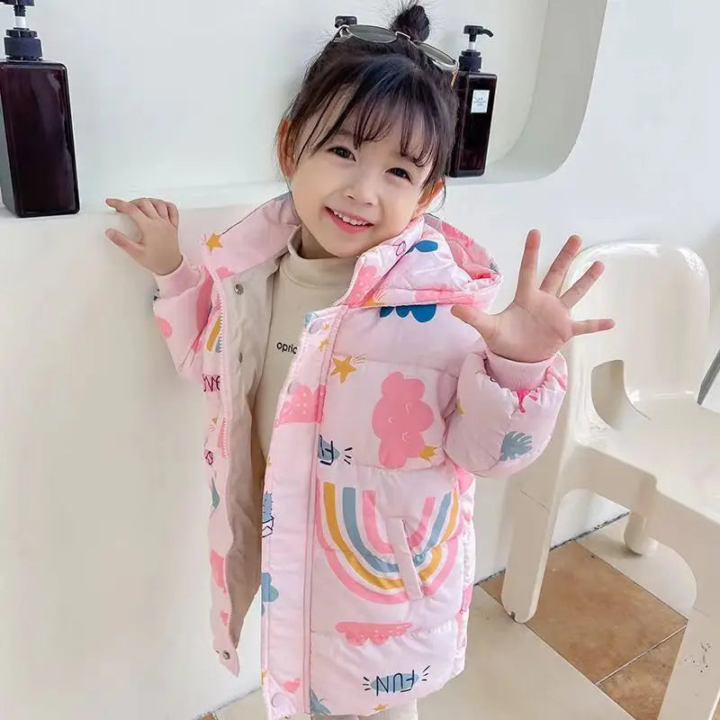 New Girls Boys Down Jacket Winter Coats Children Clothes Hooded Windbreaker Coat For Kids 2-7 Years Cotton Warm Outerwear Kids