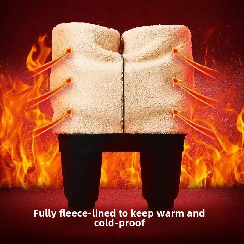 Kids Autumn/Winter Warm Solid Color Sports Long Pants Fleece-Lined Casual Trousers Mid to Large Child Fleece Pants