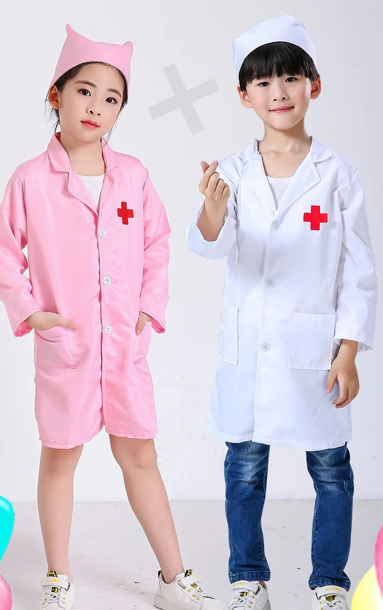 Kids Cosplay Clothes Boys Girls Doctor Nurse Uniforms Fancy toddler Christmas Xmas Role Play Costumes Party Wear doctor gown