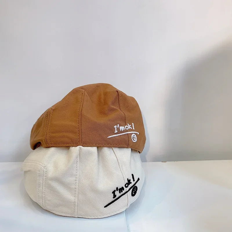 Hot Solid Color Children Berets Stripe Cotton Thin Fashion Simple Kids Hats & Caps Berretto Baby Caps for Boys Girls