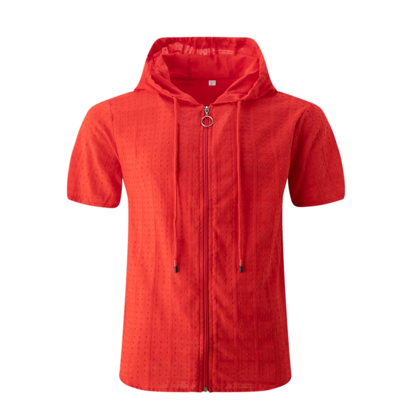 2026 summer new fashion plaid zipper sleeveless hooded cardigan T-shirt men's slim sports breathable fitness top