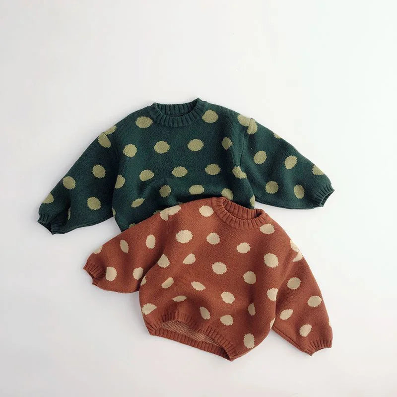 MILANCEL Autumn Winter Vintage Look Kids Boys Sweaters Polka Dot Girls Knitwear Outwear Boys Pullover for 1-6Y